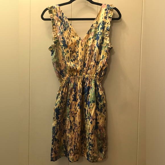 Arden B Ruffle Silky Dress V-Neck - Picture 4 of 4